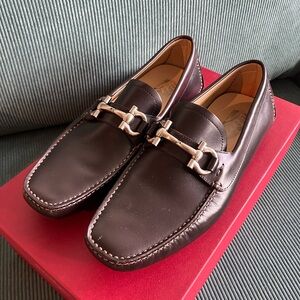 Salvatore Ferragamo Dark Brown Leather Loafers